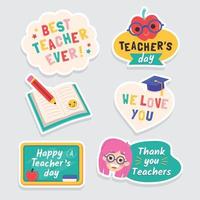 Teachers Day Cute Sticker Set vector