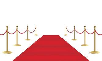 Red event carpet and golden barriers isolated on white background vector