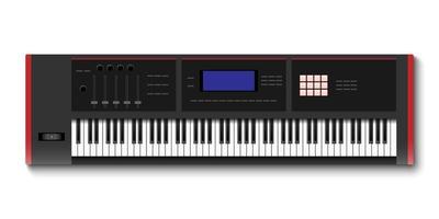 Top view of synthesizer keyboard isolated on white background vector
