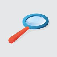 Magnifying glass with blue plastic case flat design vector