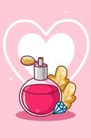 Perfume, diamond cartoon illustration, valentine day vector