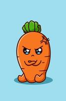 a little mad carrot cartoon vector