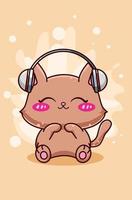 cute and happy cat with earphone vector