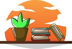 Books and plant vector