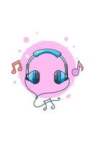 auriculares para la ilustración de dibujos animados de icono de música vector