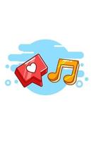 Icon love with music notes cartoon illustration vector