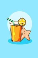 sweet orange juice with star fish vector