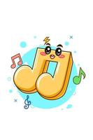 Cute and funny music notes cartoon illustration vector