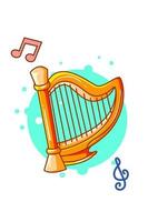 Harp musical instrument icon cartoon illustration