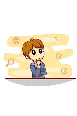 office worker boy thinking about business