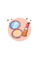 Powder and lipstick icon cartoon illustration vector