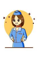 A flight attendant for labor  day cartoon illustration