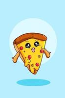 cute pizza icon cartoon illustration vector