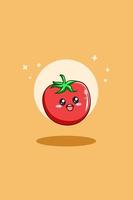 Cute tomato in world vegetarian day cartoon illustration vector