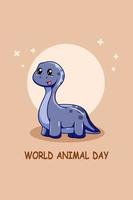 personaje de diseño de dinosaurio en el día mundial de los animales vector