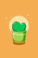 Cute cactus plant cartoon illustration vector