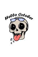 cute skull with hello october vector