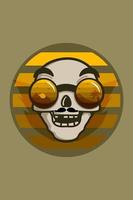 Funny skull with glasses vintage illustration vector