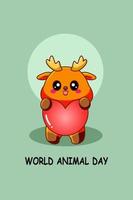 deer with heart world animal day vector