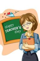 Design character of happy teacher's day cartoon illustration vector