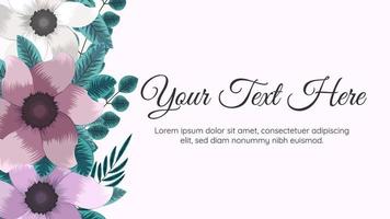 Beautiful floral frame background template with soft nature flowers, vector