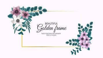 Plantilla de tarjeta de marco floral con etiqueta de flores para invitación de boda vector