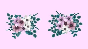 conjunto de ramas florales. Ramo de flores de colores para envasar cosméticos. vector