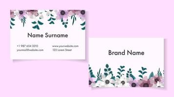 Creative Business card Template Abstract Floral Visiting Contact card. vector