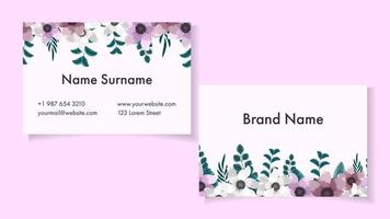 Creative Business card Template Abstract Floral Visiting Contact card. vector