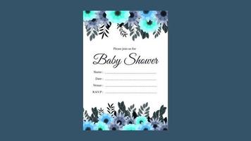 baby shower party invite card floral flower background cute editable vector