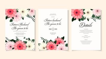 Romantic botanic Floral Wedding invite flower thank rsvp save the date vector