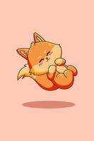 Cute sleeping fox animal cartoon illustration vector