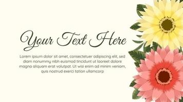 Blooming flower floral background template with place for your text vector