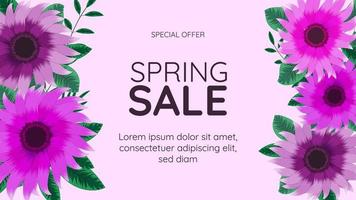 Modern Spring Sale Floral Flowers banner offer discount. vector