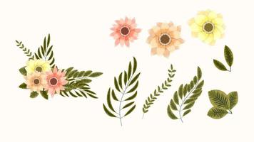 floral elements collection isolated flowers vines design elements vector