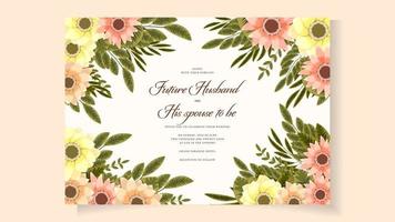 Elegant floral wedding invitation card set flower frame and border vector