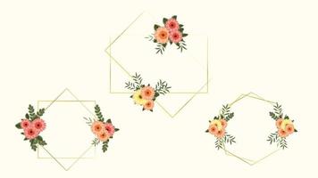Plantilla de tarjeta de marco floral con etiqueta de flores para invitación de boda vector