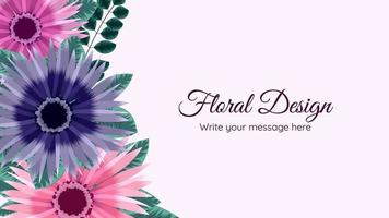 Vector floral botanical banner background cute blossoming flowers.