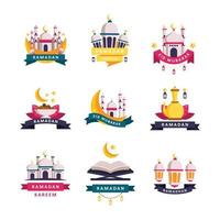 conjunto de insignias de ramadhan kareem y diseño de logotipo vector