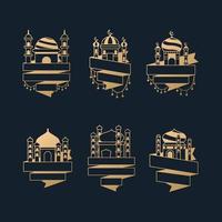 Set of mosque with blank ribbon vector