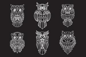 Black and white owl outline design vector