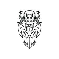 Black and white owl outline design vector