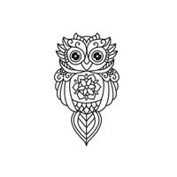 Black and white owl outline design vector