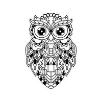 Black and white owl outline design vector