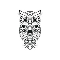 Black and white owl outline design vector