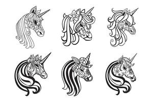 Set of unicorn decoration cutting design vector