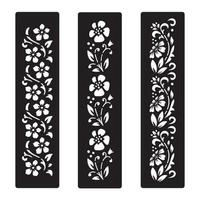 archivo de corte floral en blanco y negro con diseño de tatuaje temporal vector