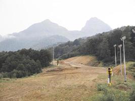 Ski track in the summer. Roza Khutor, Russia photo