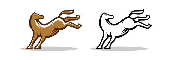 horse Logo mascot drawing or sign template vector stock illustration, stallion mustang horse kicking illustration design.