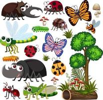 Seamless pattern with many different beetles character
